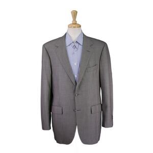 The Andover Shop Blazer Gray Black Birdseye 2-Btn Wool Jacket 46R